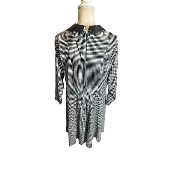 Torrid Houndstooth Tuxedo Black Dress White Print Size 16 Satin Collar Fit Flare - Picture 3 of 8